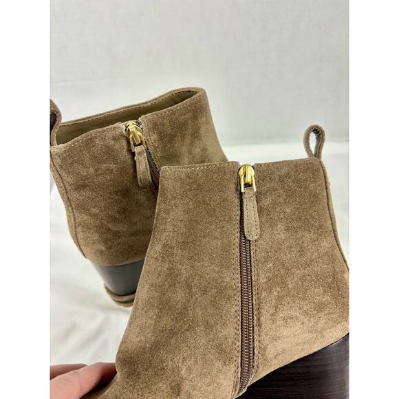 Tory Burch Wedge Boot River Rock Tan Brown Suede 8.5 M Lug Sole - Picture 7 of 11